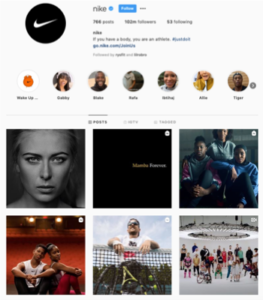 Text Box: Nike creates a meaningful connection with consumers by sharing inspiring stories